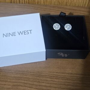 Nine West Sparkling Silver Crystal Earrings